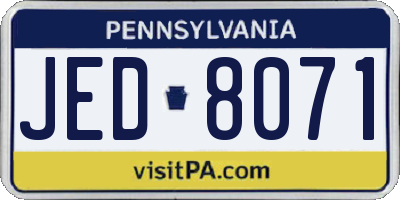 PA license plate JED8071