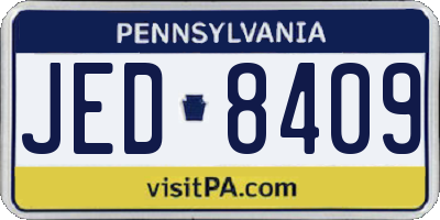 PA license plate JED8409