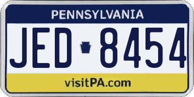 PA license plate JED8454