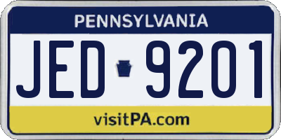PA license plate JED9201