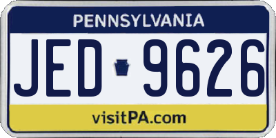 PA license plate JED9626
