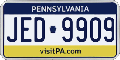 PA license plate JED9909