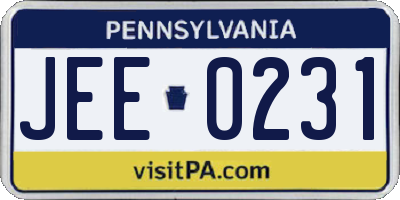 PA license plate JEE0231