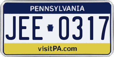 PA license plate JEE0317