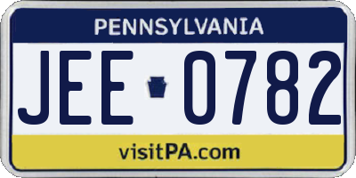PA license plate JEE0782