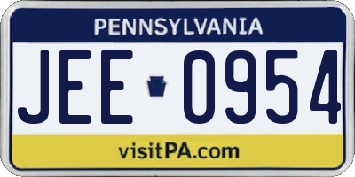 PA license plate JEE0954