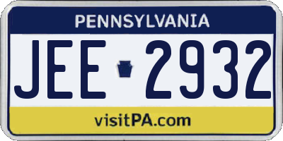 PA license plate JEE2932