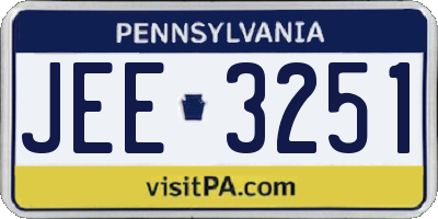 PA license plate JEE3251