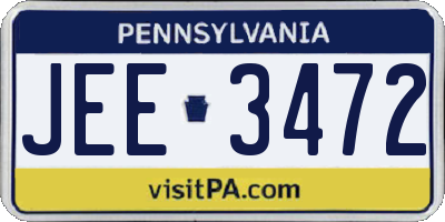 PA license plate JEE3472
