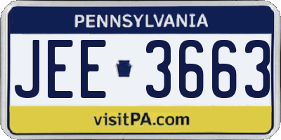 PA license plate JEE3663
