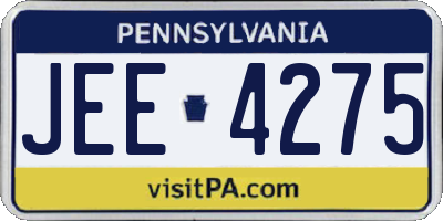 PA license plate JEE4275