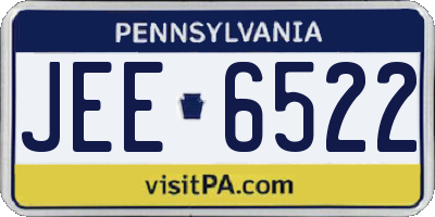 PA license plate JEE6522