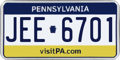 PA license plate JEE6701