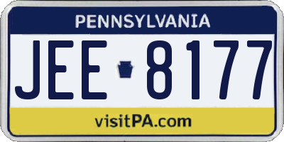 PA license plate JEE8177