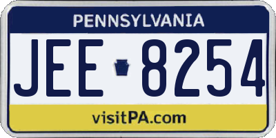 PA license plate JEE8254