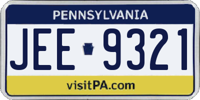PA license plate JEE9321