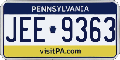 PA license plate JEE9363
