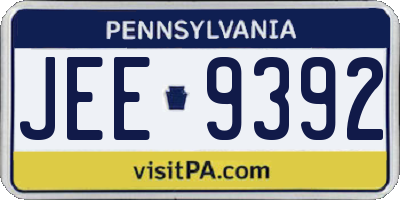 PA license plate JEE9392