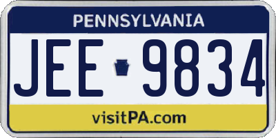 PA license plate JEE9834