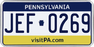 PA license plate JEF0269