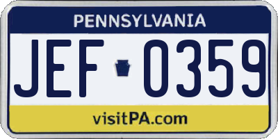 PA license plate JEF0359
