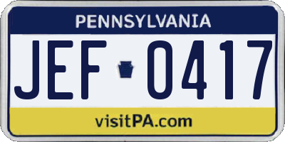 PA license plate JEF0417