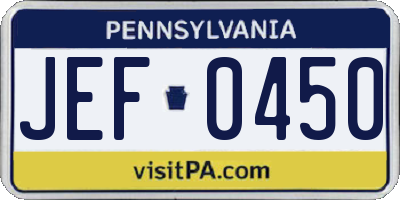 PA license plate JEF0450