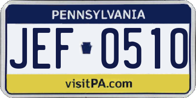 PA license plate JEF0510