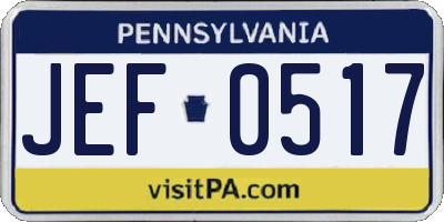 PA license plate JEF0517