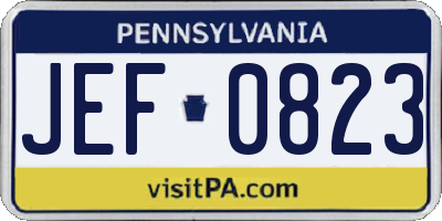 PA license plate JEF0823