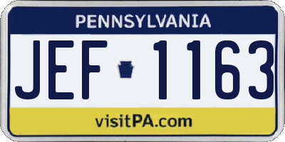 PA license plate JEF1163