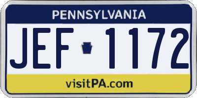 PA license plate JEF1172
