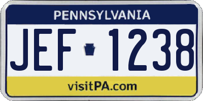 PA license plate JEF1238