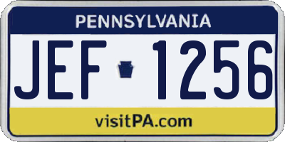 PA license plate JEF1256