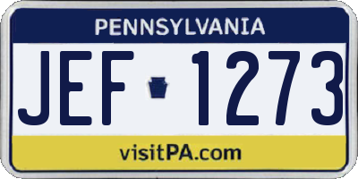 PA license plate JEF1273