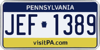 PA license plate JEF1389