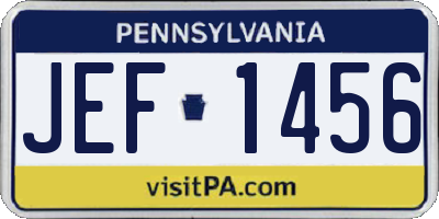 PA license plate JEF1456