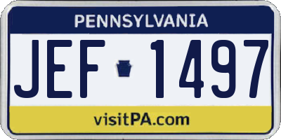 PA license plate JEF1497