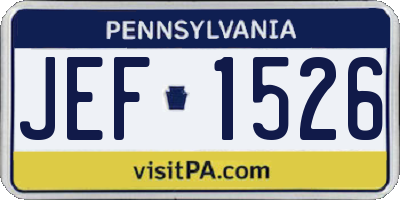 PA license plate JEF1526
