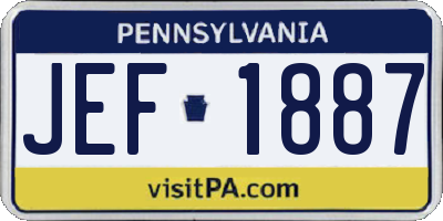 PA license plate JEF1887