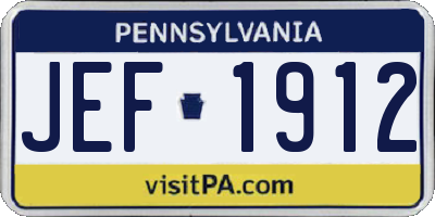 PA license plate JEF1912