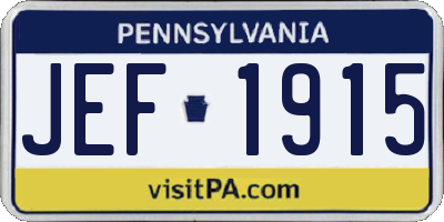 PA license plate JEF1915