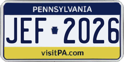 PA license plate JEF2026