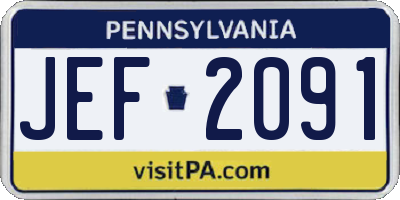 PA license plate JEF2091
