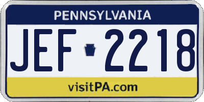 PA license plate JEF2218