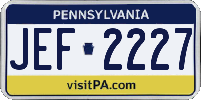 PA license plate JEF2227