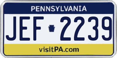 PA license plate JEF2239