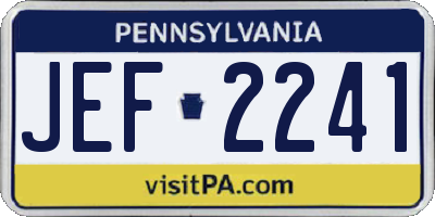PA license plate JEF2241