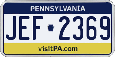 PA license plate JEF2369