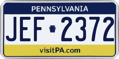 PA license plate JEF2372